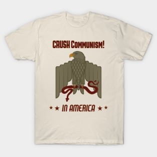 Crush Communism in America Olive Eagle and Snake T-Shirt